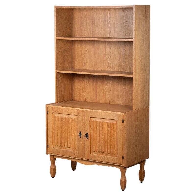 Brutalist Oak Bookcase by Henning Kjærnulf, Denmark, 1960s