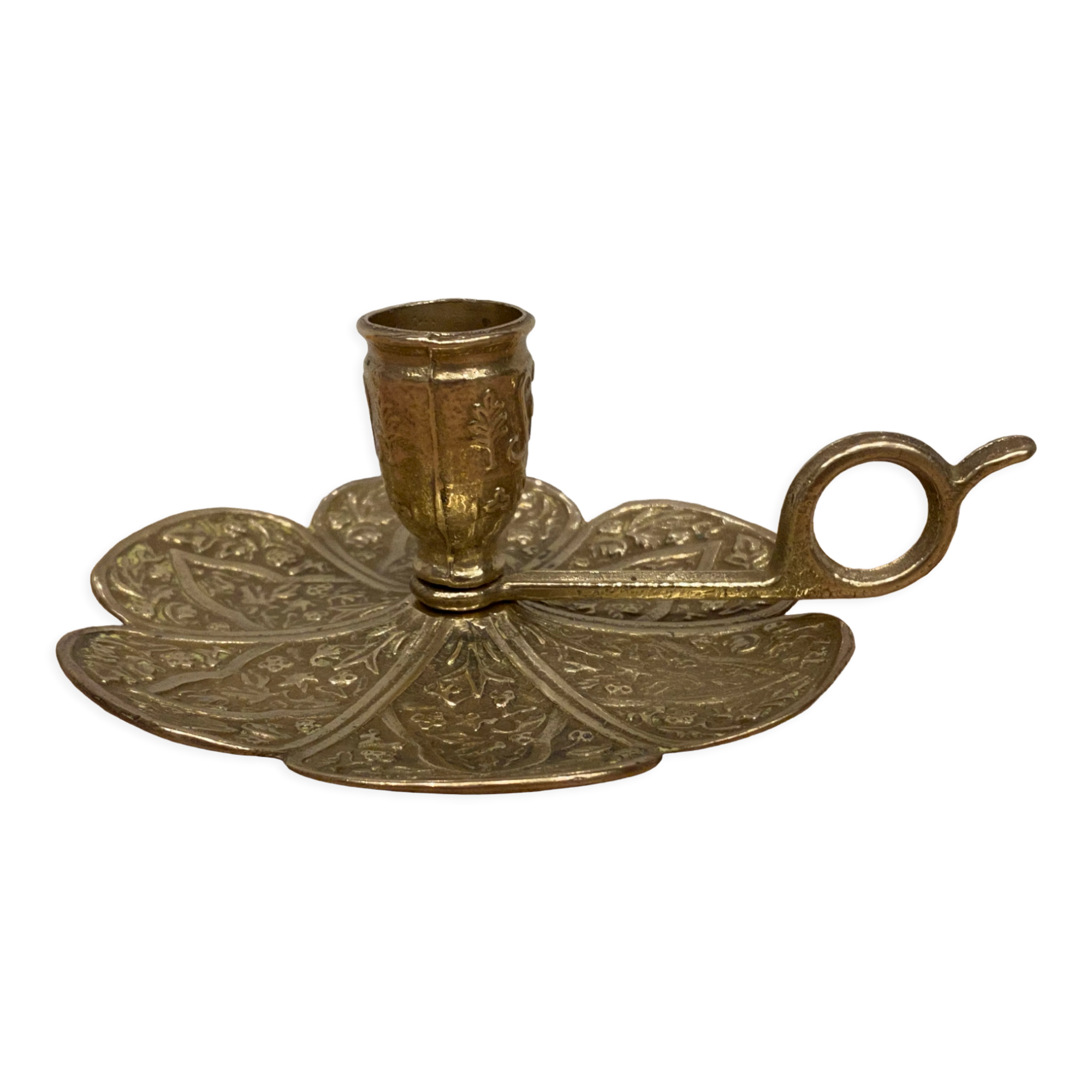 Brass candle holder on frame