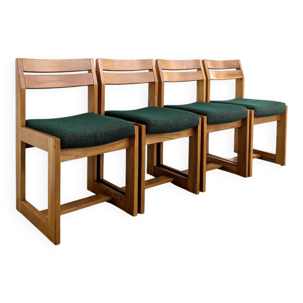 4 chaises brutalistes Maison Regain vintage en orme massif