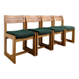 Set of 4 Maison Regain Vintage Chairs – Brutalist Solid Elm