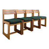 4 brutalist chairs by Maison Regain, vintage in solid elm.