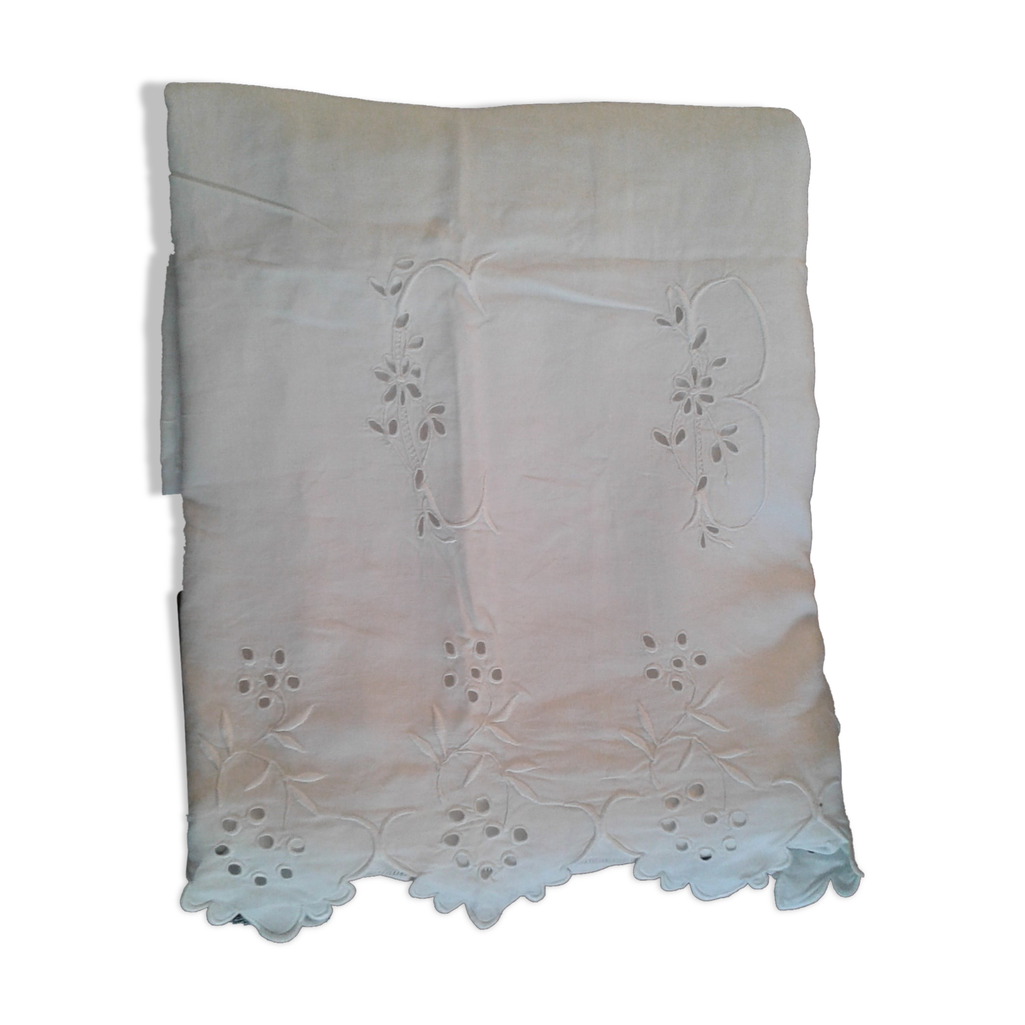 CB monogram linen sheet