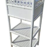 Vintage White Woven Rattan Bedside Table