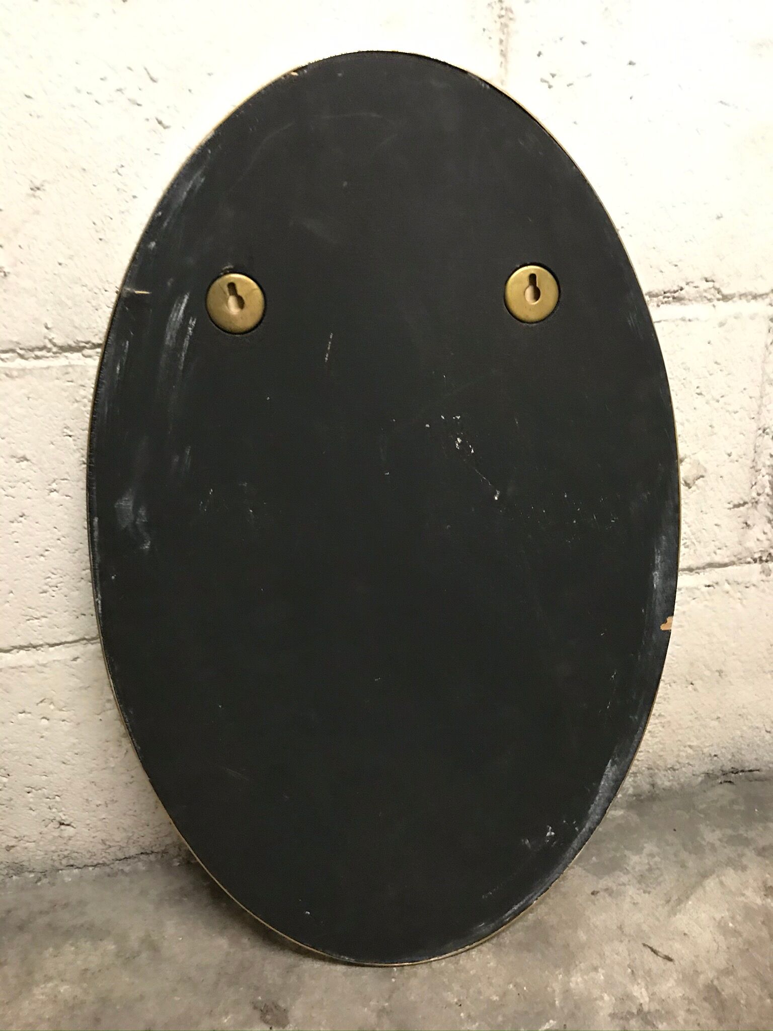 Gold brass oval mirror with vintage beaded décor 37x59cm