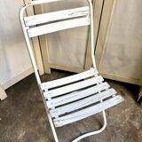 Folding chair in wood and white metal
