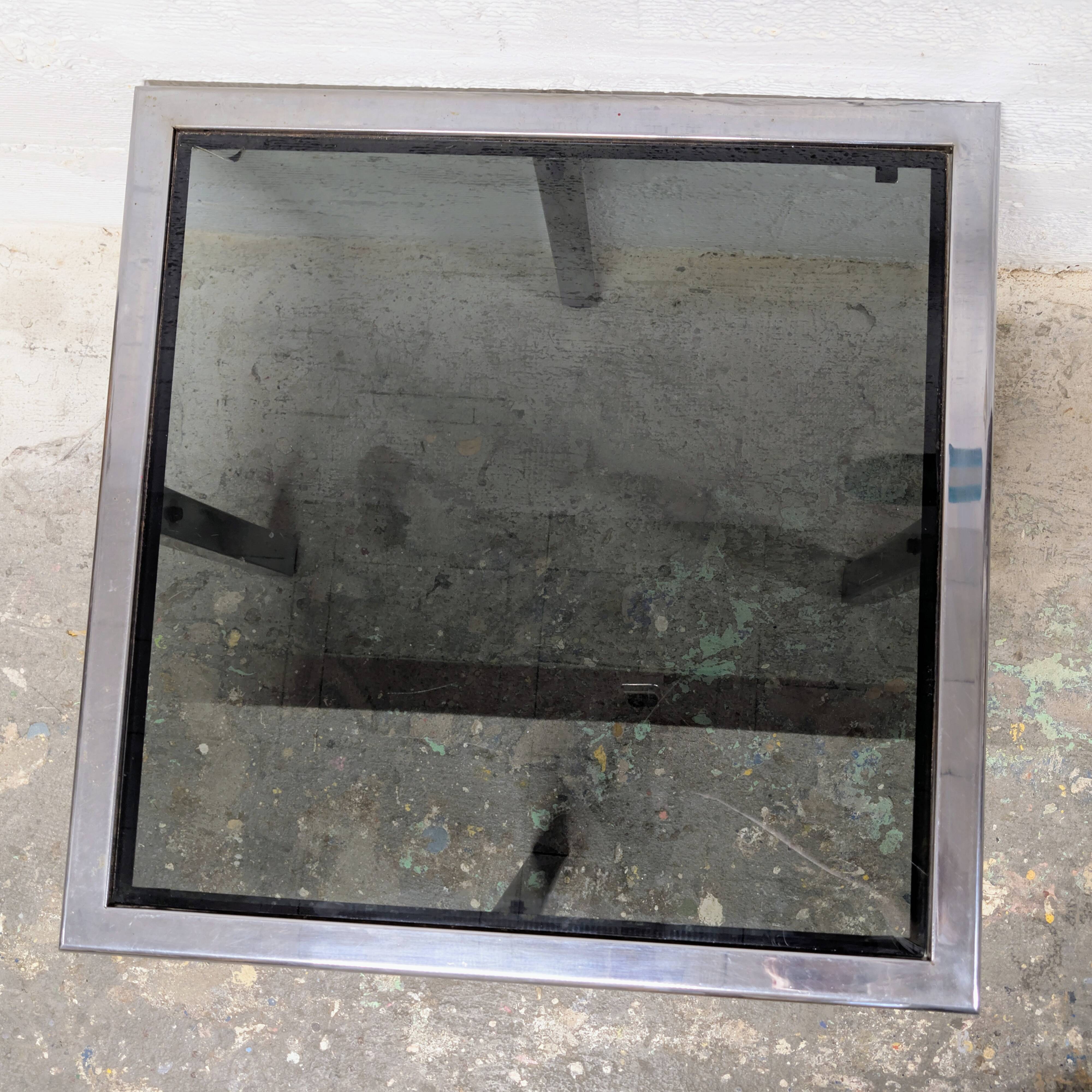Metal and smoked glass coffee table