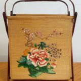 Travailleuse pliante paille de riz & bambou 1960
