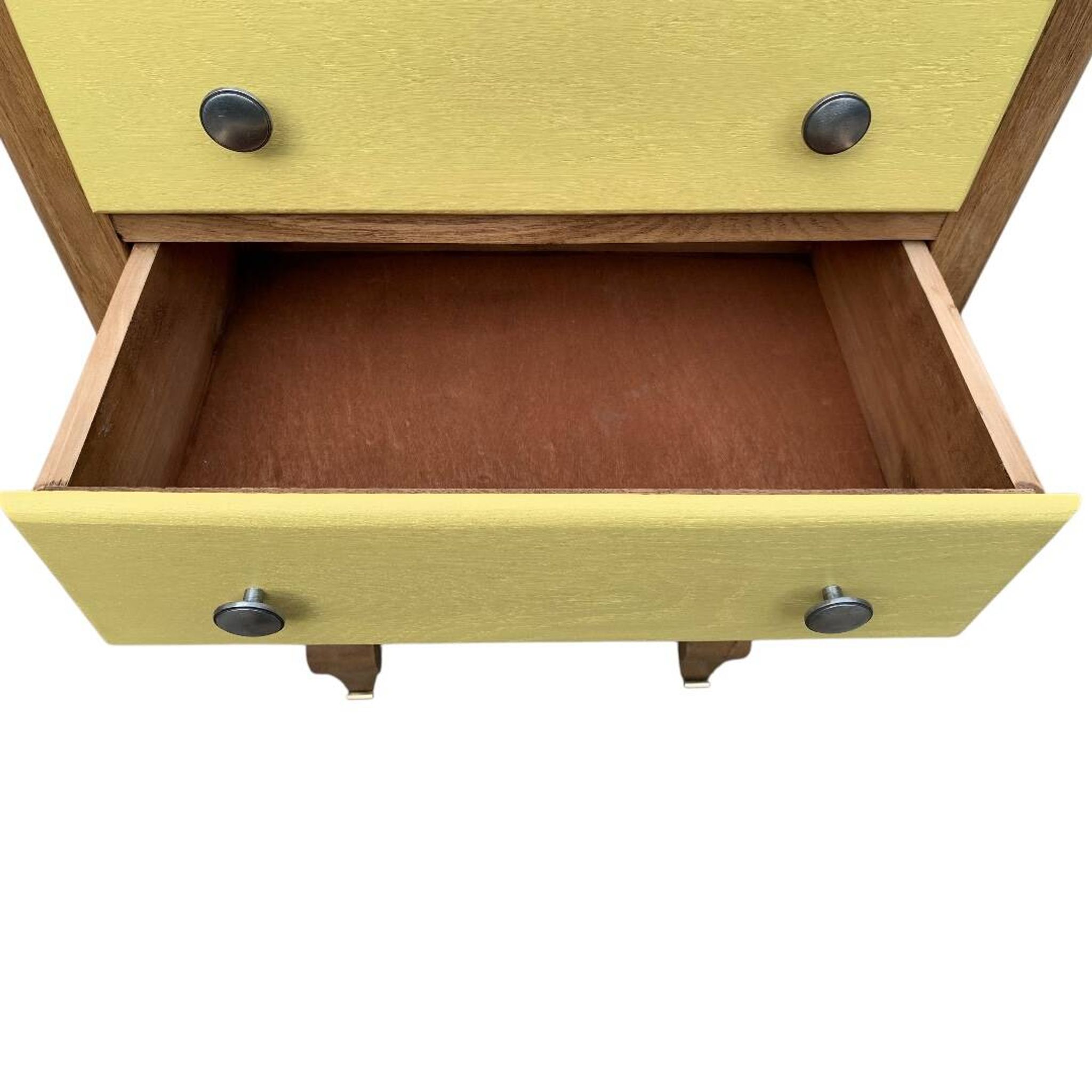 Art Deco chest of drawers in raw oak and yellow