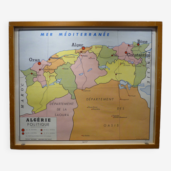 Carte scolaire Editions Rossignol - Algérie politique ; Tunisie - recto verso