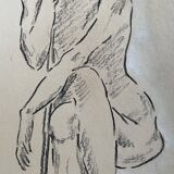 Charcoal drawing painting signed “portrait of a dancer”