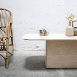 Table basse vintage en travertin