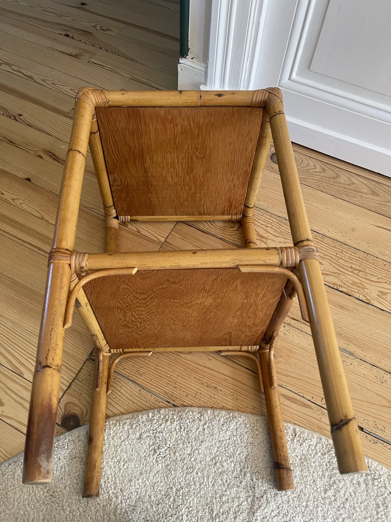 Vintage bamboo and rattan shelf