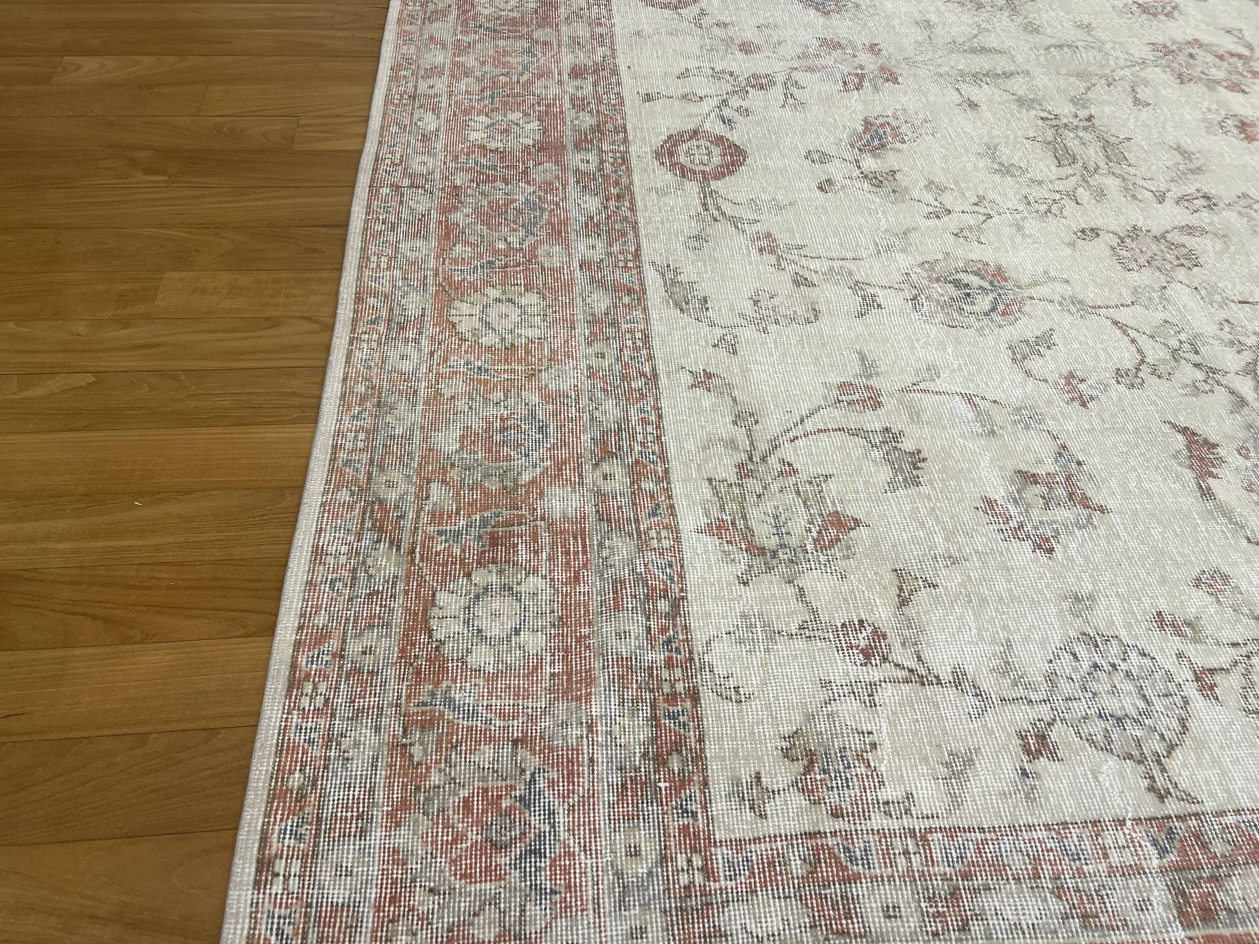 Vintage Large Pastel Carpet with Flowers