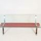 Table basse chrome plateau verre rouge