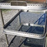 Rolling service silver metal and bluish glass