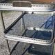 Rolling service silver metal and bluish glass