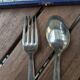 Antique silver plated fork and spoon in box 60g