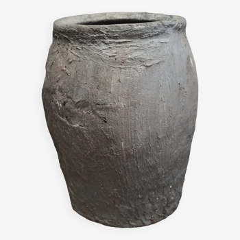 Old gray terracotta pot