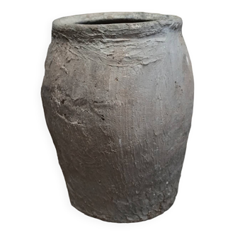 Old gray terracotta pot