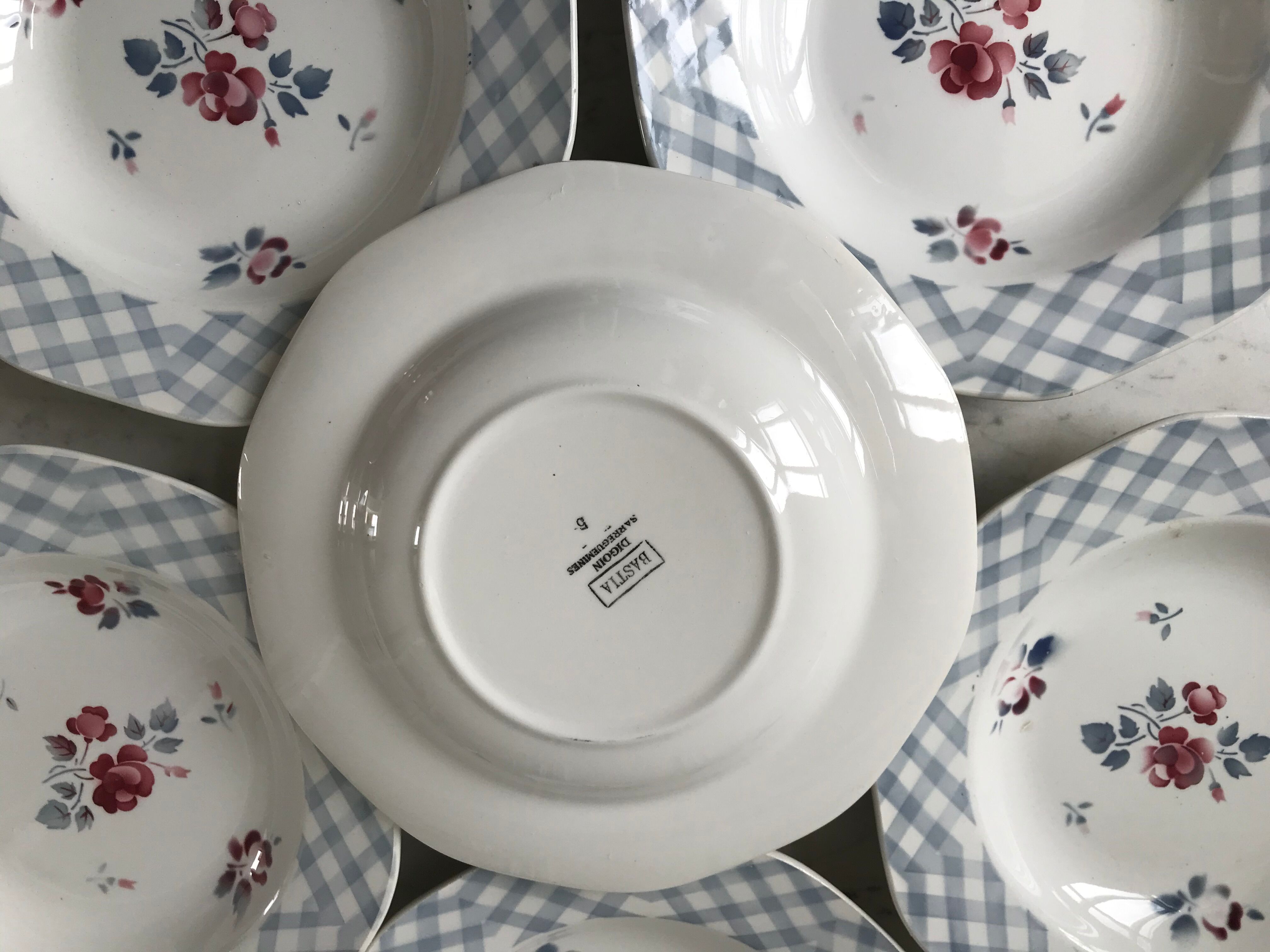 set of 6 hollow plates Digoin Sarreguemines model "Bastia" years 30-40