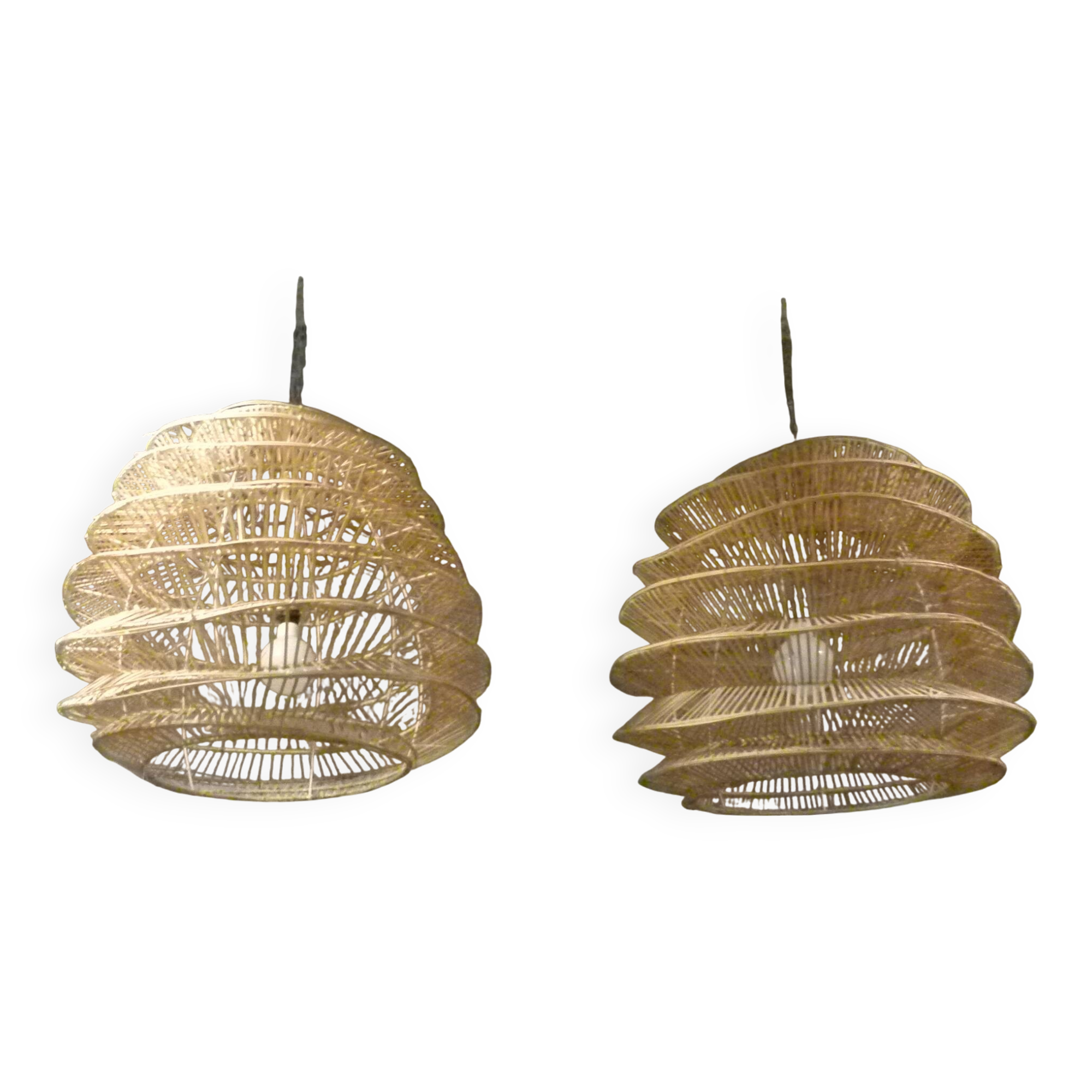 Pair of rattan chandeliers