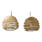 Pair of rattan chandeliers