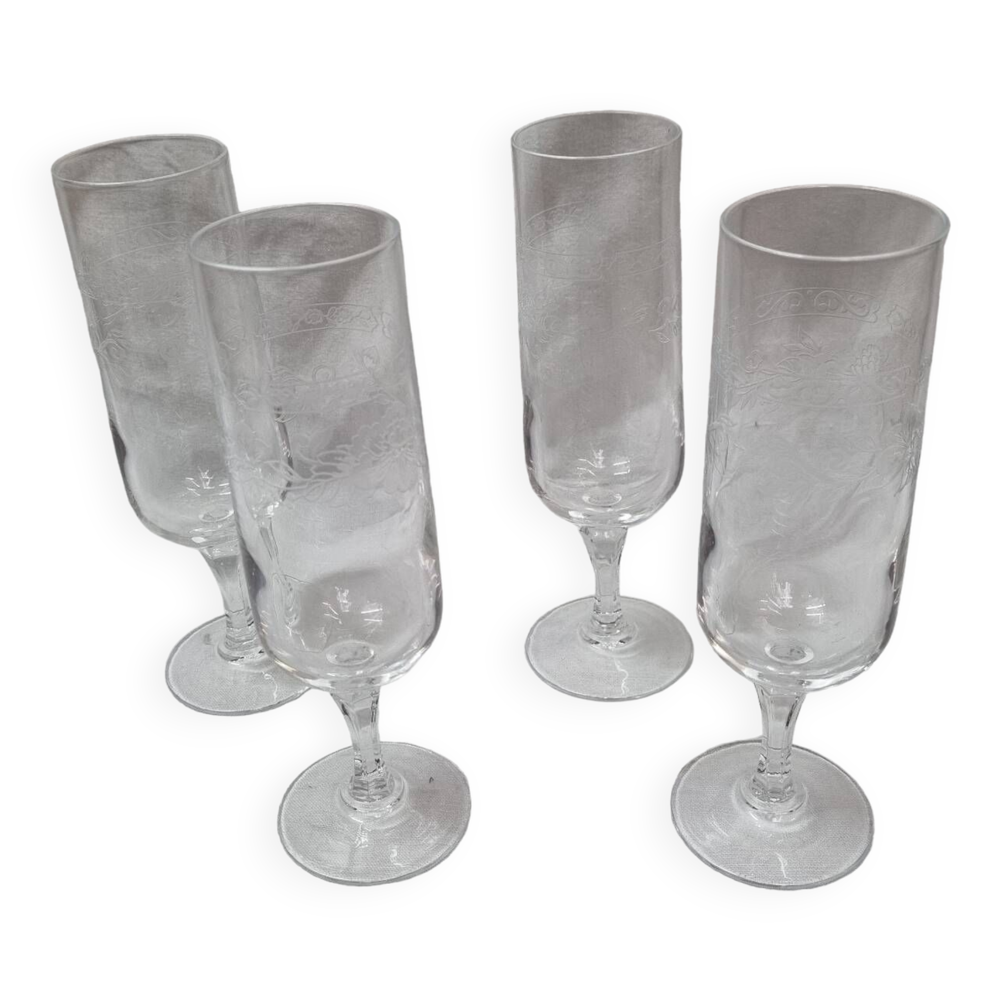 4 crystal champagne flutes from 1960
