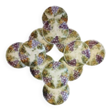 Set of 12 antique earthenware plates in slip with grapes and vines