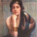 Marouflaged poster, glazed wooden frame