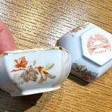 Service of 10 diabolo egg cups, 2 salt cellars and Haviland porcelain tray and