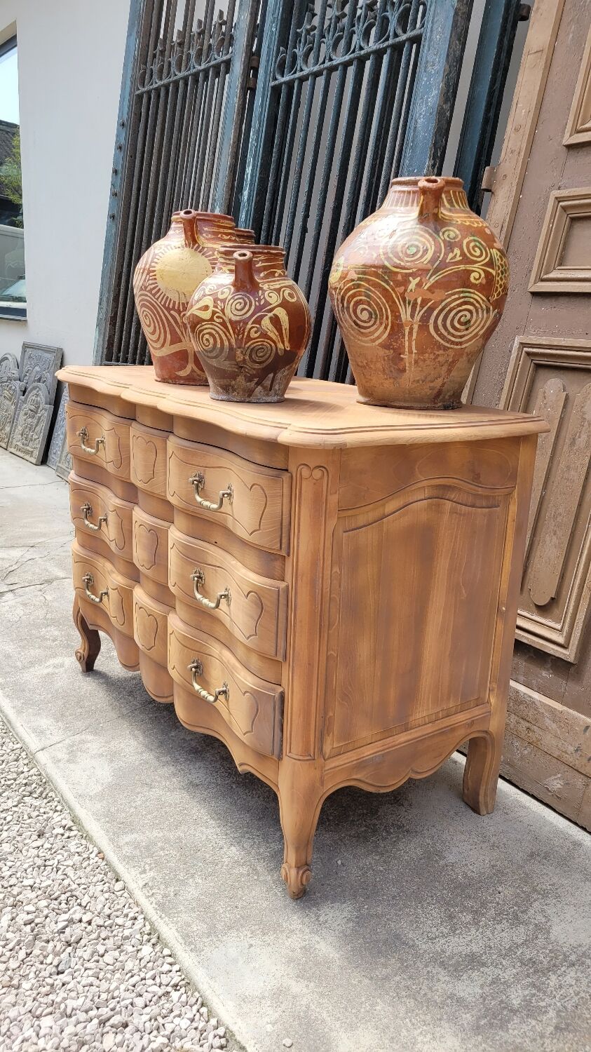 Louis xv style chest of drawers in pickled cherry