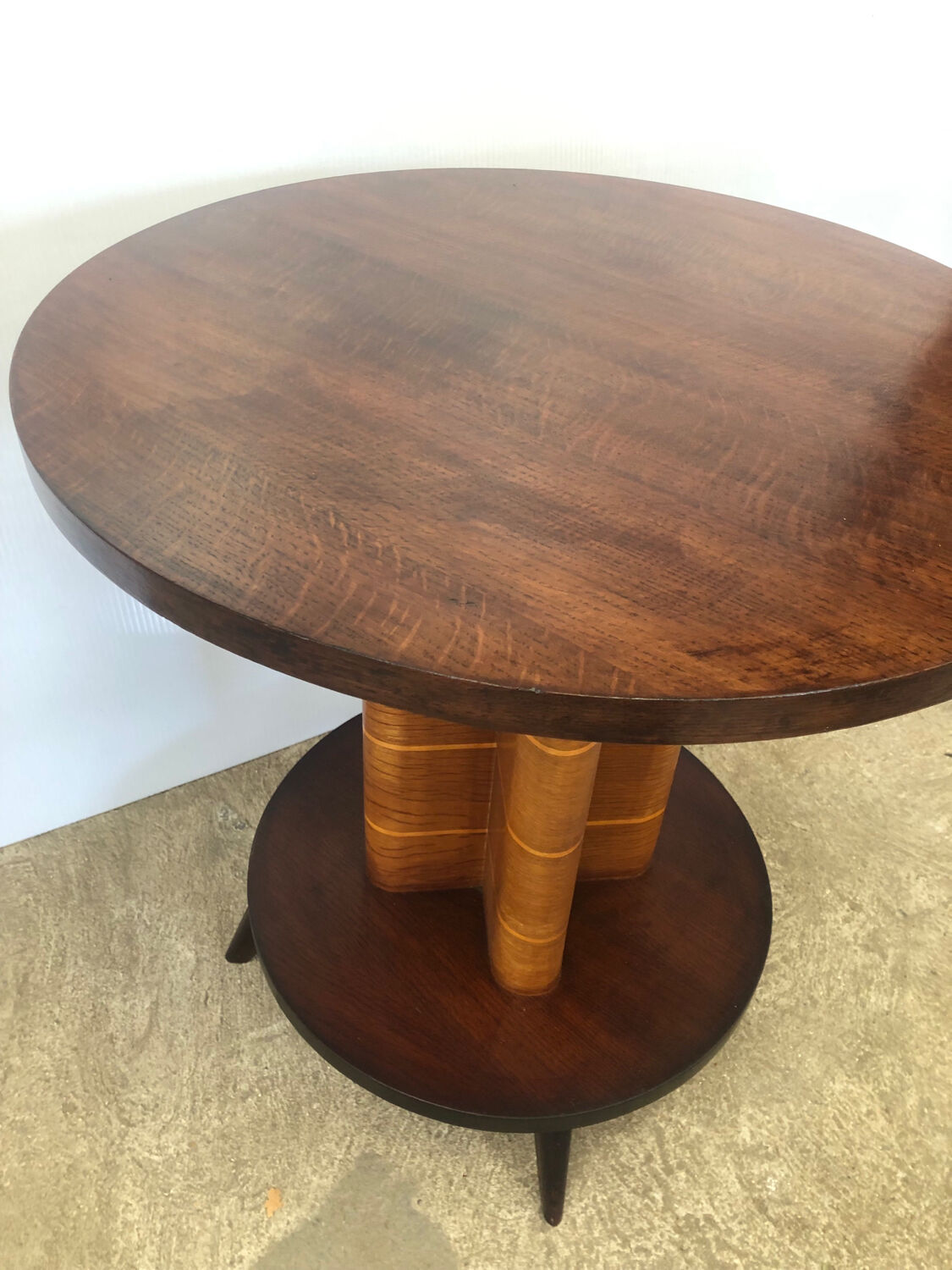 Round art deco veneer side table, France, 1920-1930s