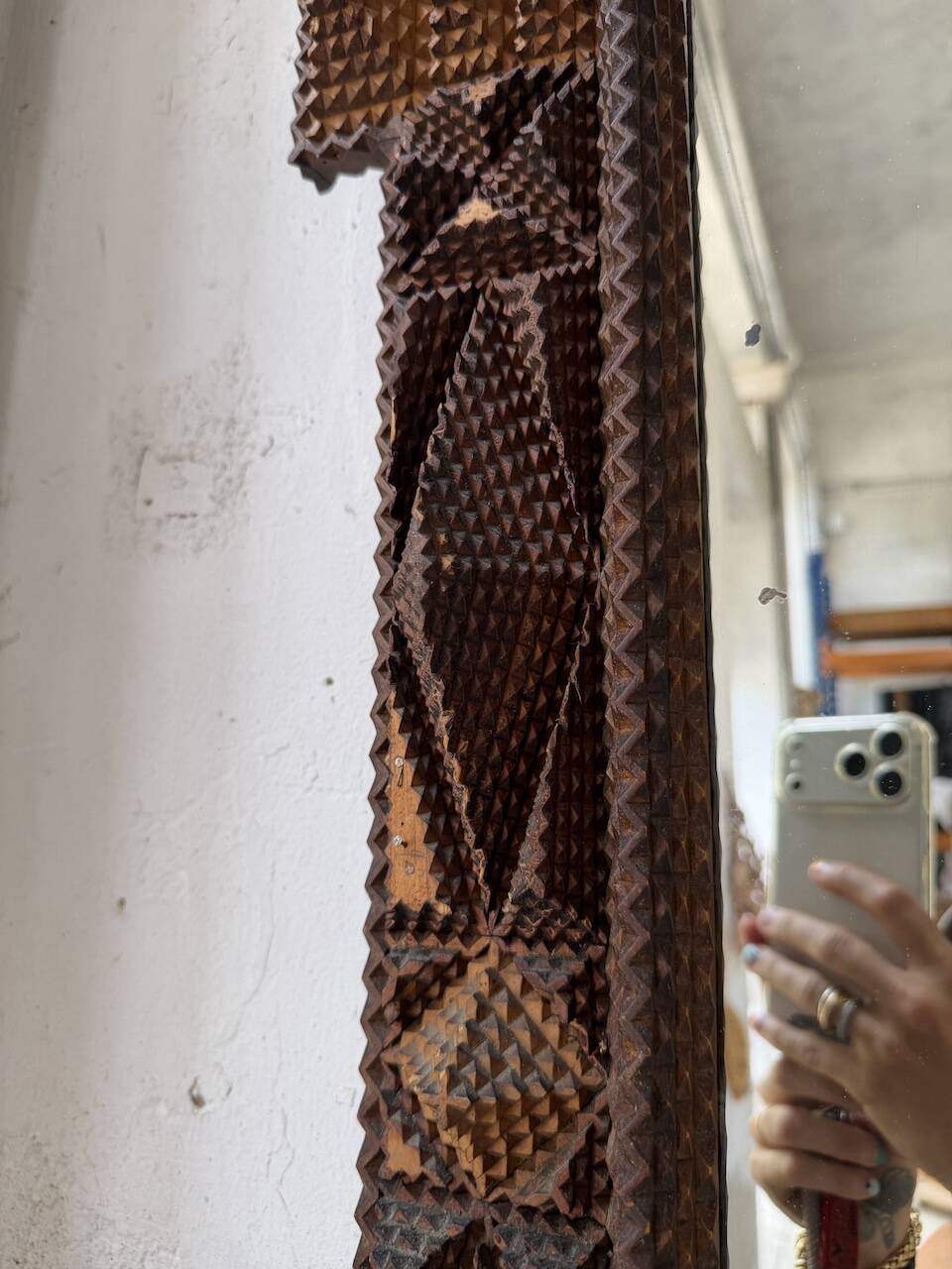 Tramp art mirror 1900 folk art France