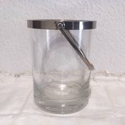 Glass and silver metal ice bucket