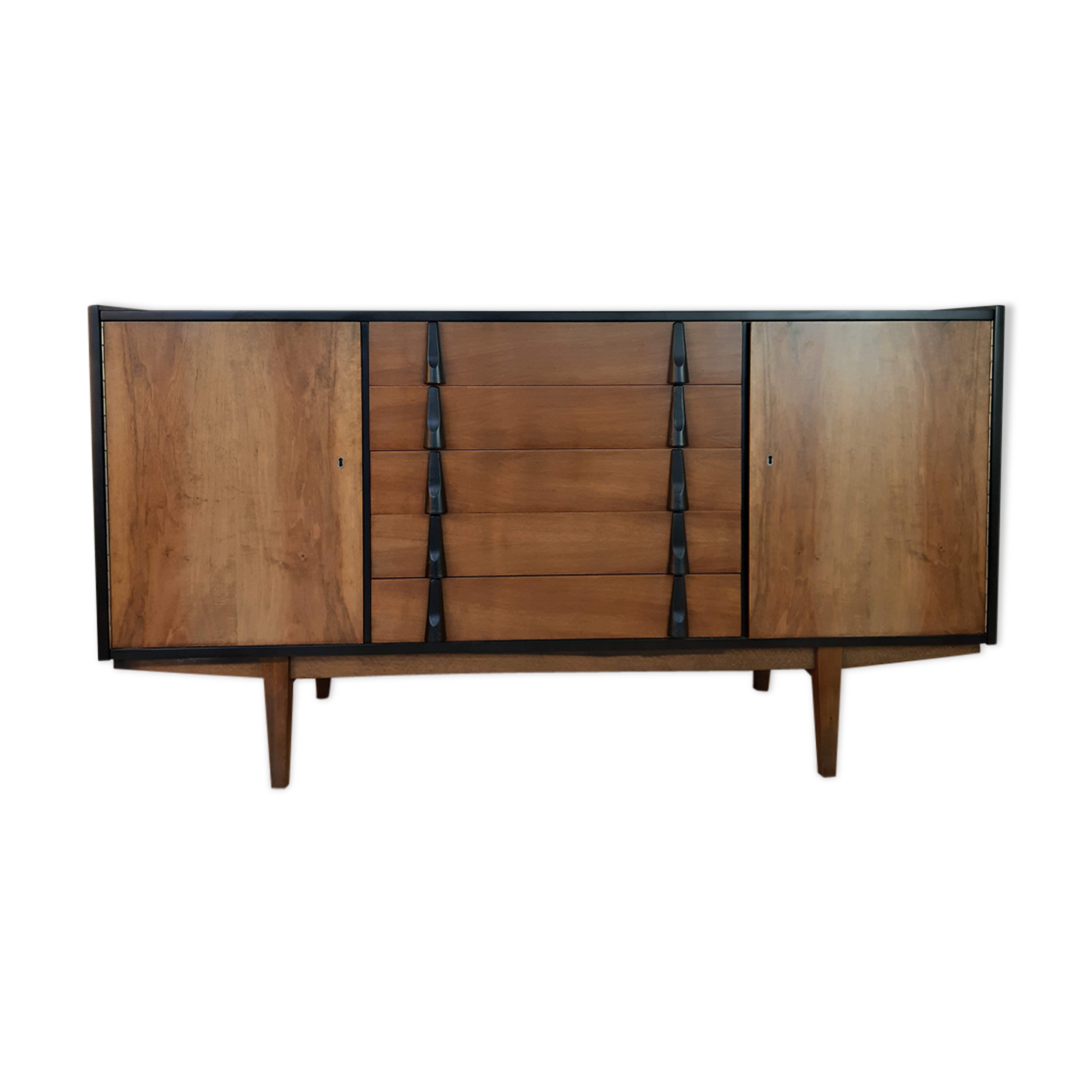 Walnut row renovated by Rajmund Teofil Halas Vintage Polish 1968