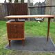 Vintage teak desk with 5 feet compass and 3 drawers