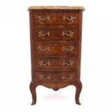Stylish walnut chiffonier with marble top.