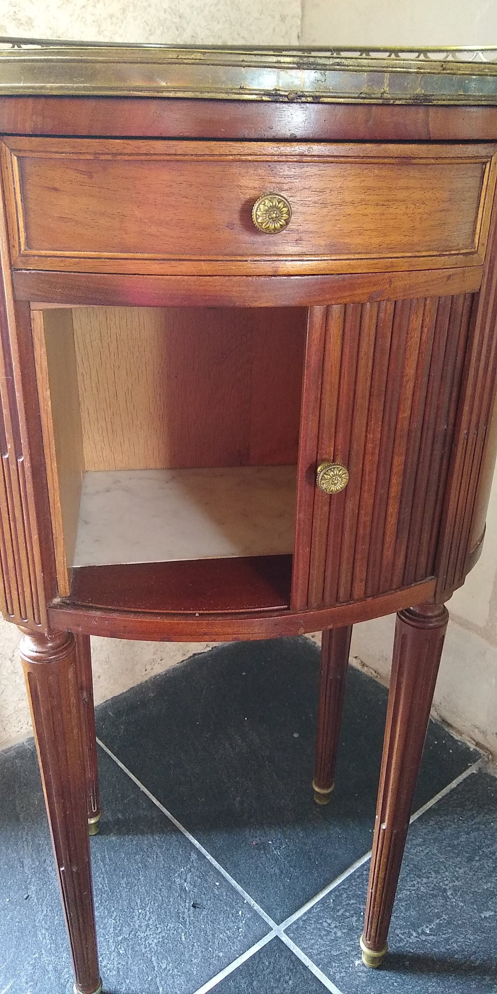 Louis XVI style drum bedside table