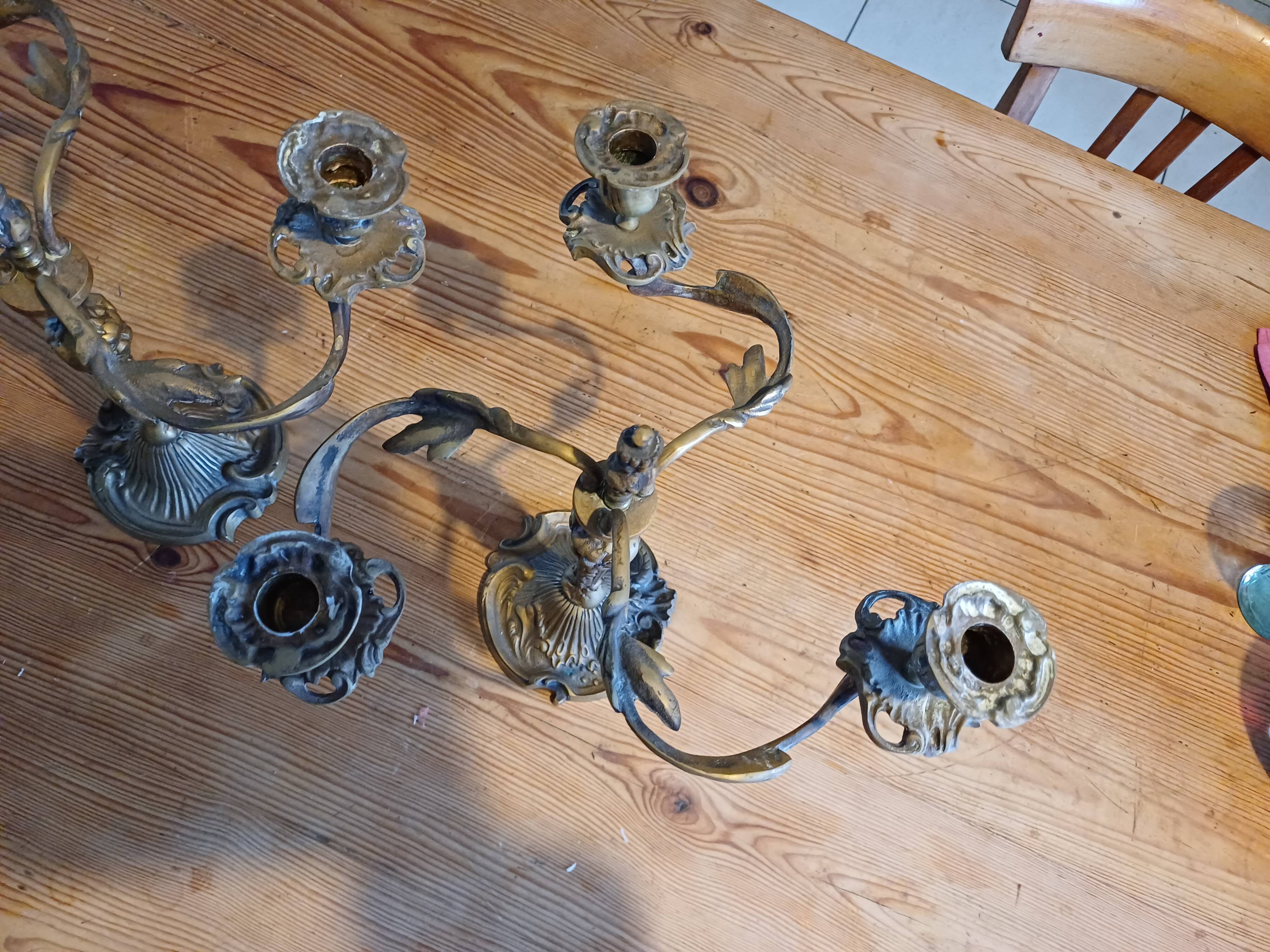 Paire de Chandeliers 19 éme en Bronze