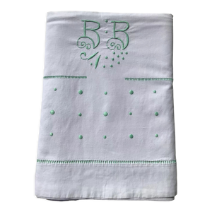 Drap 2 places brodé BB, pastilles,