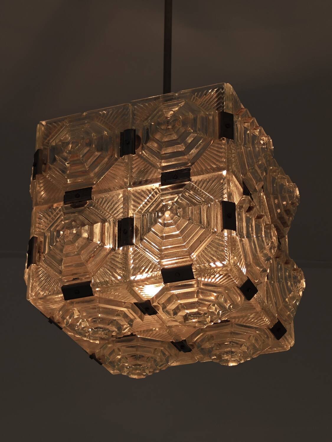 Pyramid chandelier by Jaroslav Bejvl for Preciosa, Kamenicky Senov 1967