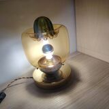 Amber green Murano globe as a lamp