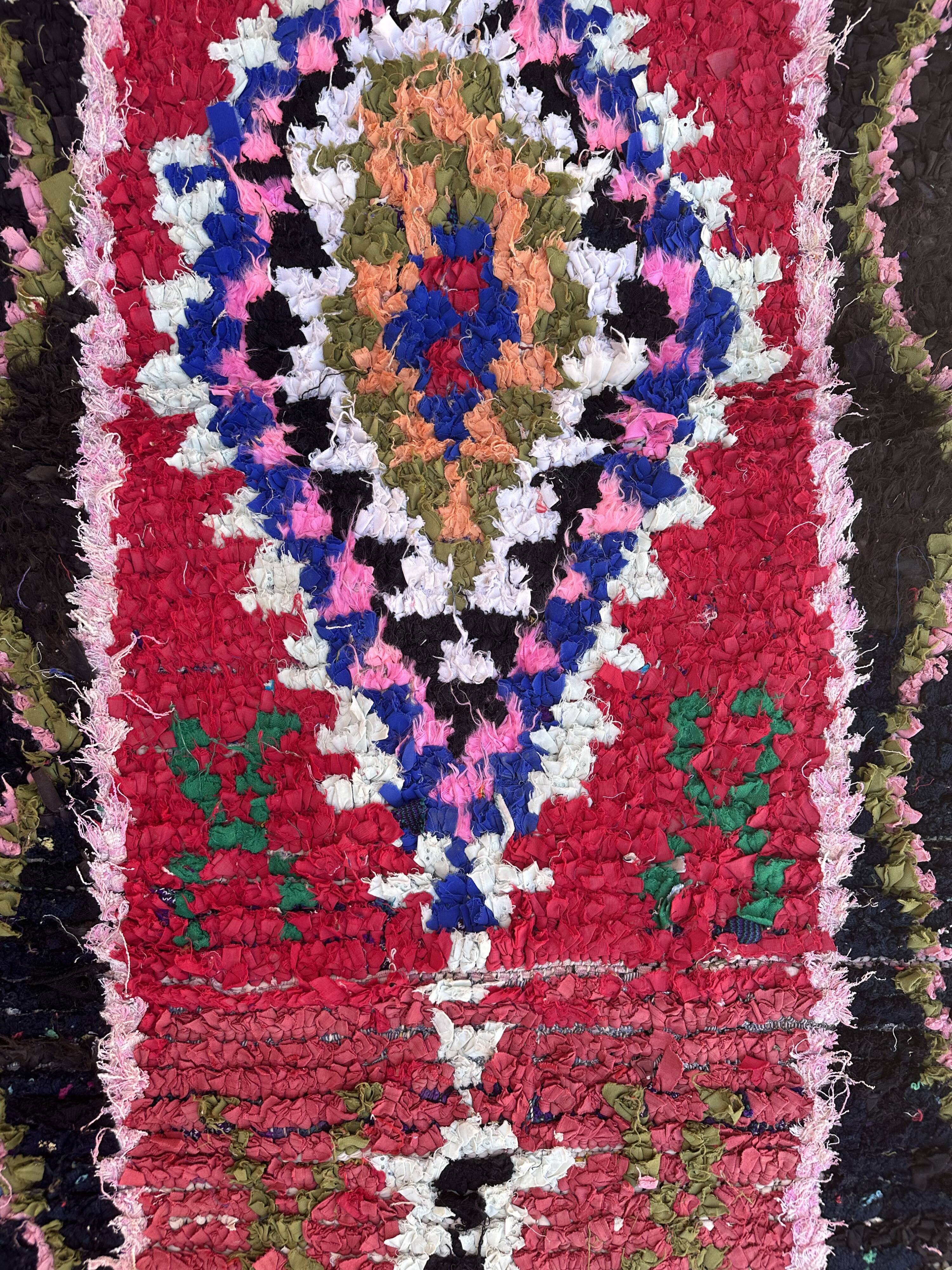 Moroccan carpet Boucherouite colored - 88 x 209 cm