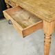 Farmhouse table, solid oak wood, raw finish, shell handles, for 6 people.