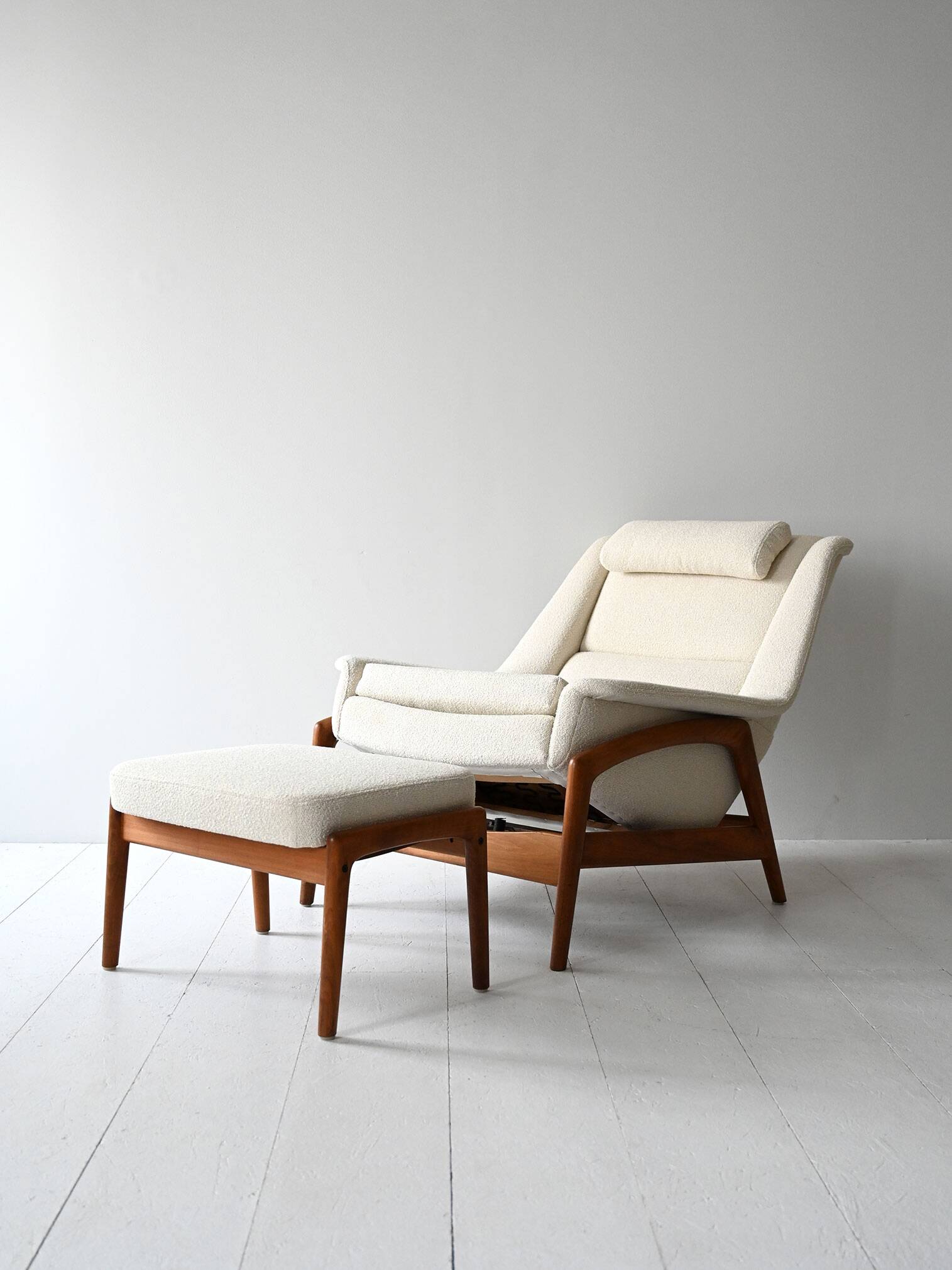 1950s/60s Scandinavian teak lounge chair with ottoman