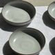 Set of 7 handmade grey glazed ceramic deep plates D18.5 H5.
