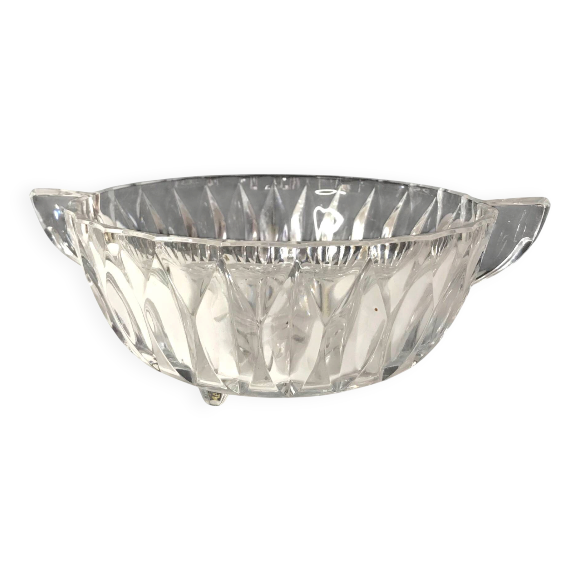 Arts de la table, coupe à fruits en cristal facetté XXème