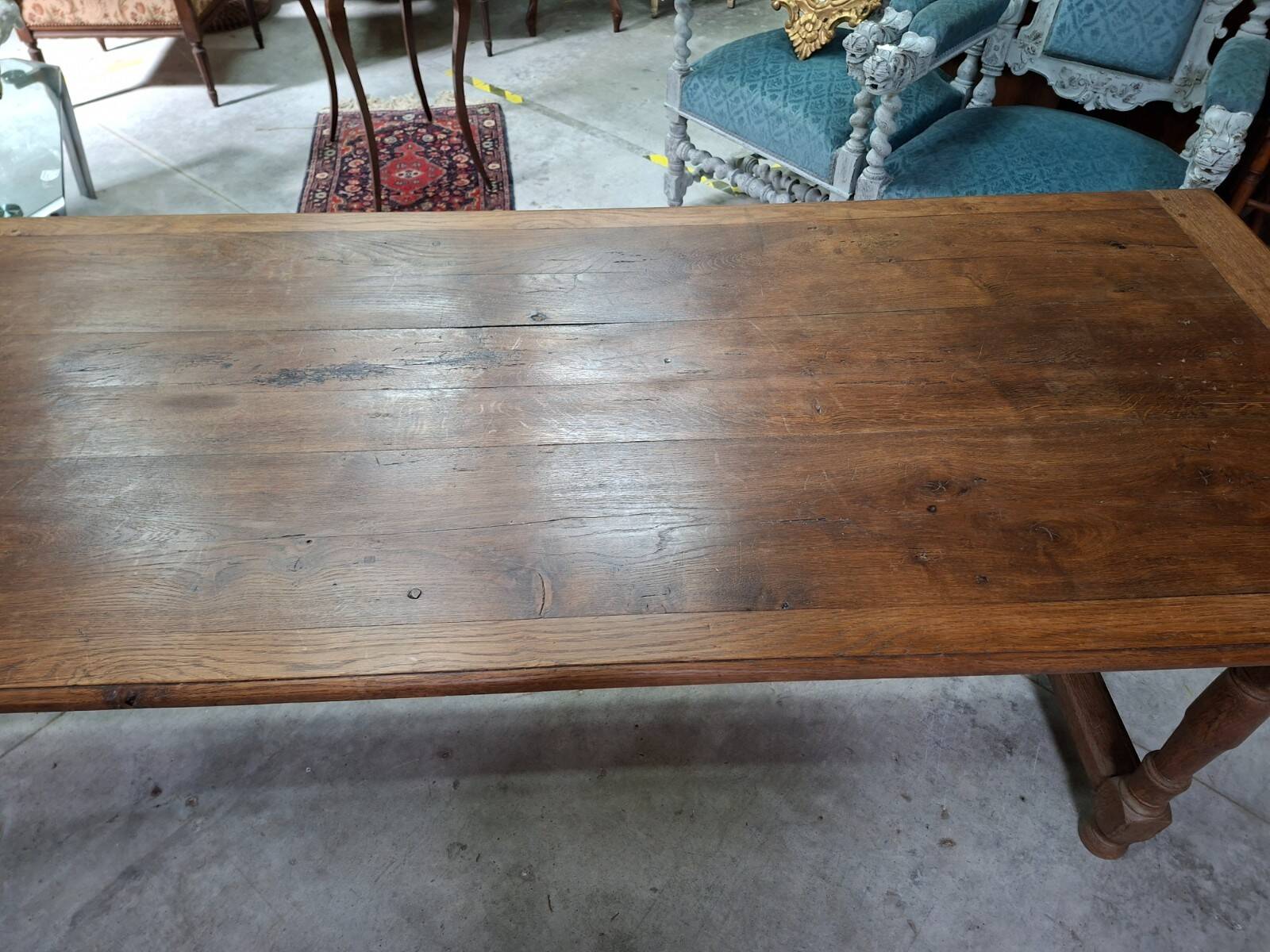 Grande table de ferme en chêne – XIXe siècle – 235 cm