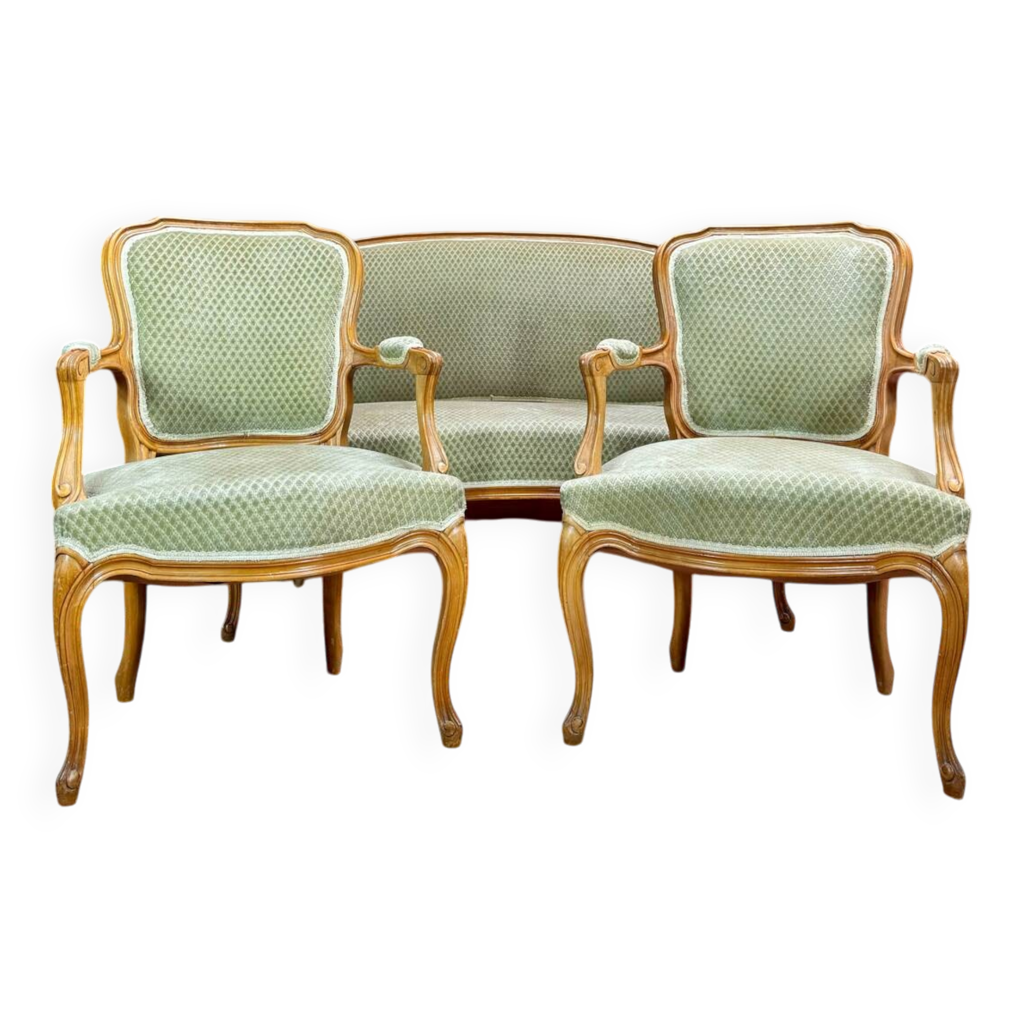 Louis XV Style Natural Wood Living Room, 19th Century