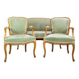 Louis XV Style Natural Wood Living Room, 19th Century